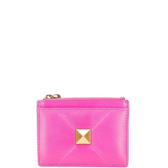 OTHERS Accessories - Valentino Roman Stud Coin Case Pink Gold Leather Women's VALENTINO